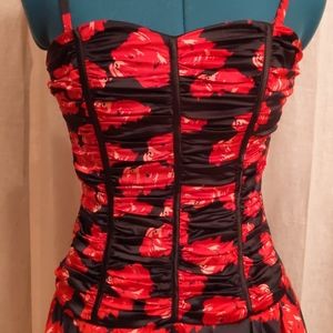 Bebe Rose Print Corset Dress